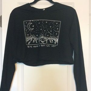 Black Long Sleeve Crop Top